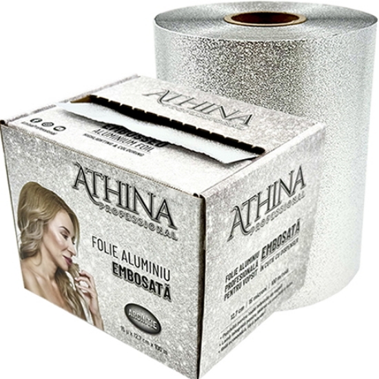 Imagine Folie aluminiu Embosata 12,7cm x 100metri ARGINTIE cu cutter - ATHINA